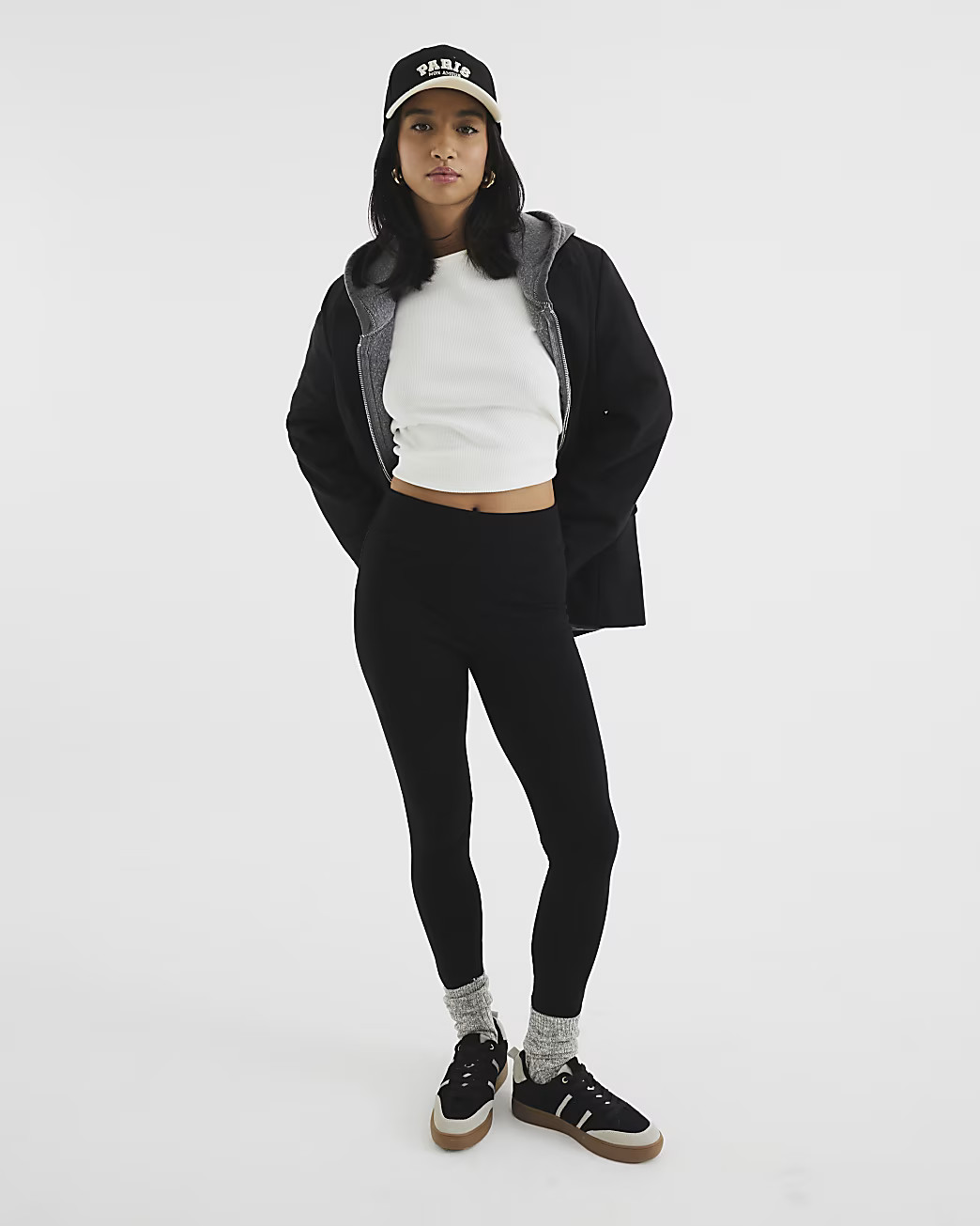 Petite black high waisted leggings | River Island (UK & IE)