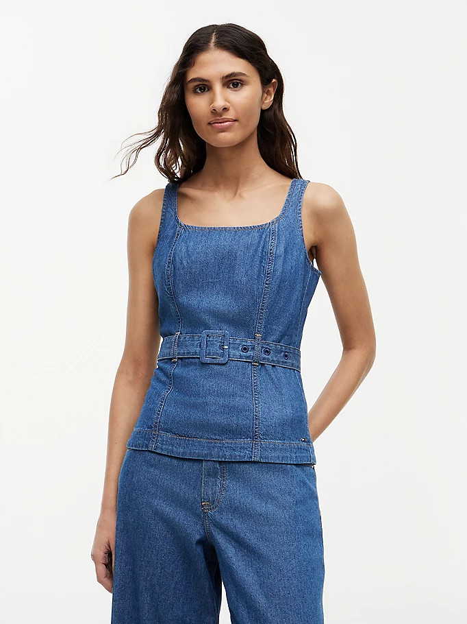 Denim Sleeveless Belted Top | Tommy Hilfiger UK