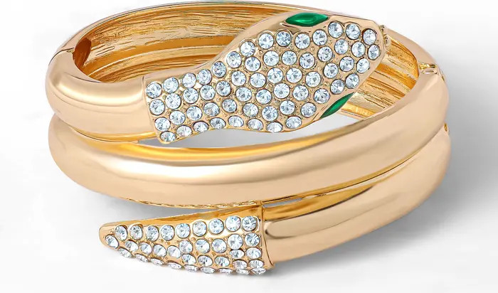 Snake Hinge Gold-Tone Bracelet with Crystal Eyes | Nordstrom