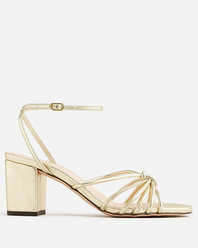 Lucie strappy block-heel sandals in Italian metallic leather | J. Crew US