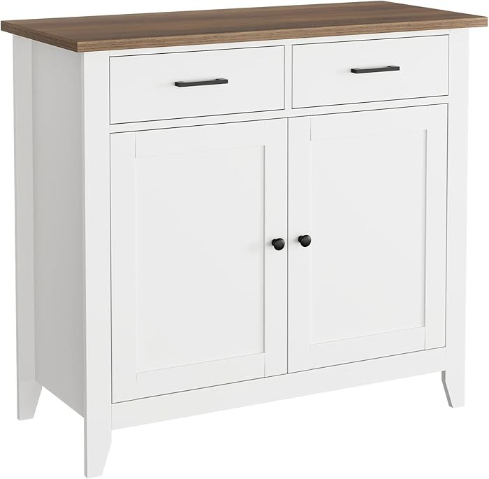 HORSTORS Kitchen Storage Cabinet, Modern Farmhouse Buffet Cabinet with Storage, Coffee Bar with 2... | Amazon (US)