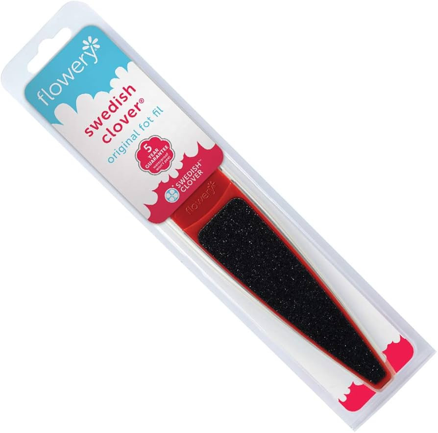 Flowery Original Swedish Clover Red Foot File, Pedicure Foot Scrubber, 60/100 Grit - RED | Amazon (US)