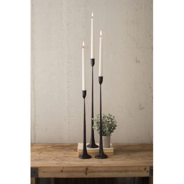 Black Cast Iron Candle Holder, Set of 3 | Bellacor