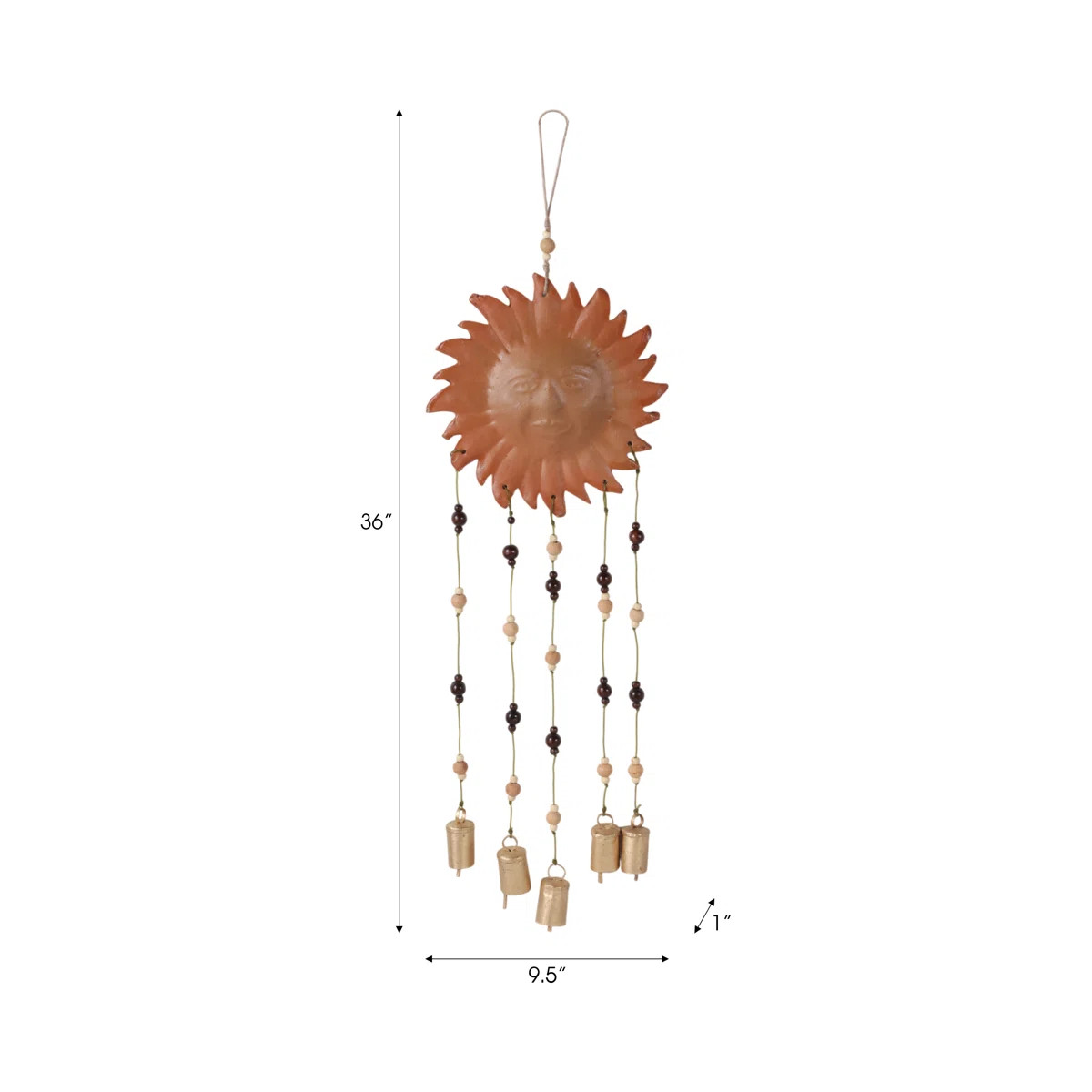 Sunshine Face Garden Wind Chime with Hanging Bells - Outdoor Garden Yard Decor Art for Patio, Bal... | Wayfair North America