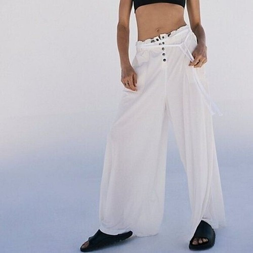 new Free People movement Wide Leg Lounge Spatial Pants White SzS loose high rise | eBay CA
