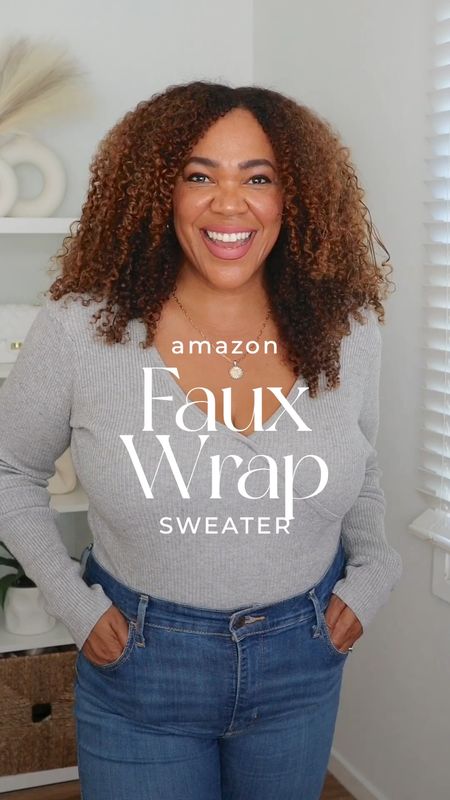Sweater weather🍁 is here! These are faux wrap sweaters from my weekly Amazon Live! They are ribbed and thick enough to keep you warm and thin enough to tuck in. I am wearing a large and 32 in the jeans.

#LTKmidsize #LTKover40