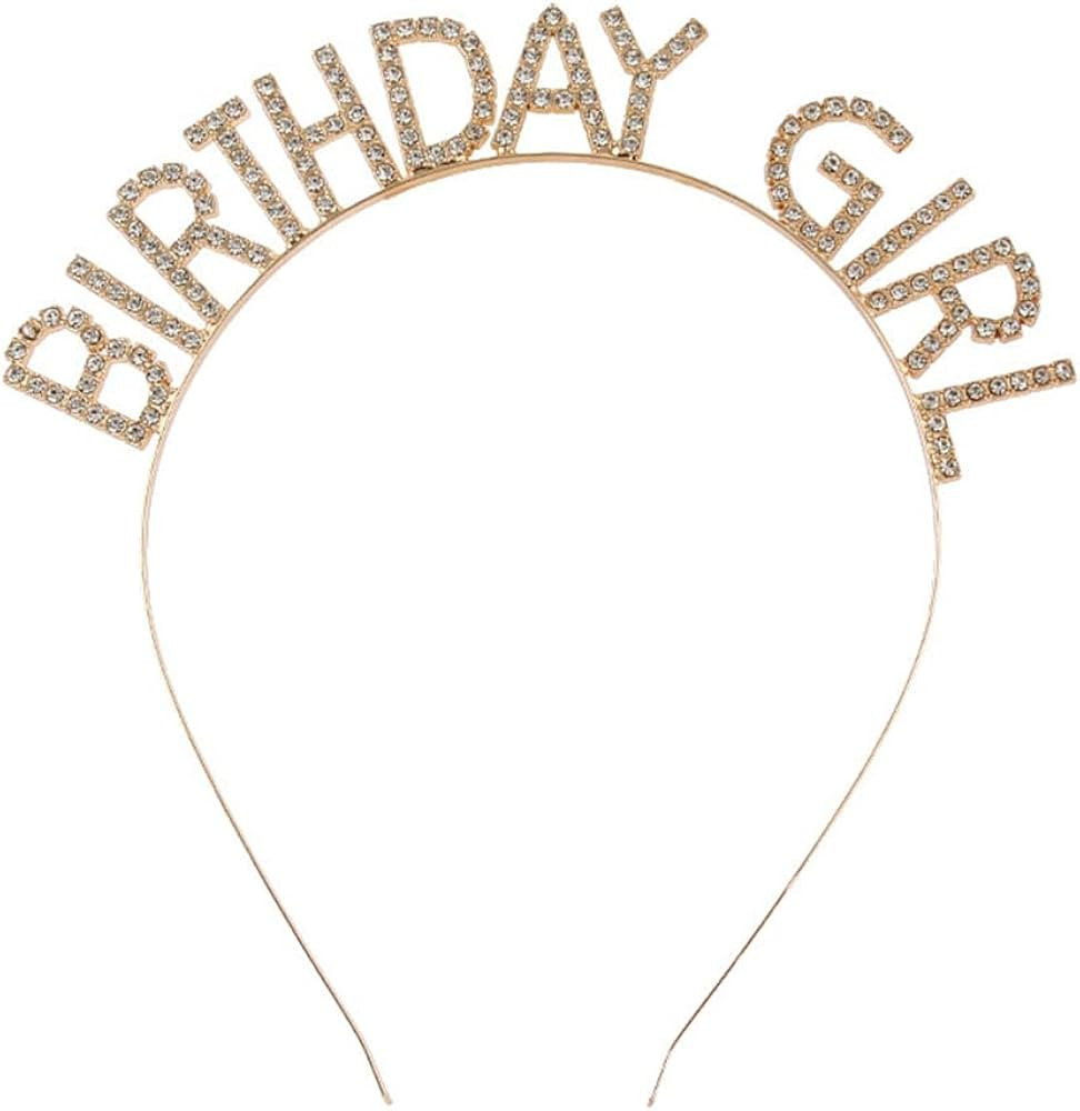 Happy Birthday Girl Headband Gold Headpiece Birthday Crown for Women Girls Birthday Tiara Headban... | Amazon (US)