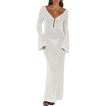 ANRABESS Womens Swimsuit Swim Crochet Cover Up 2024 Summer Knit Bathing Suit Sexy Swimwears Vacat... | Amazon (US)