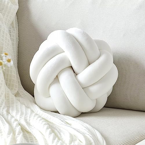 VBGYA Knot Pillow Ball, Soft Decorative Throw Pillows Cushion, 11 Inch Round Plush Knotted Pillows White Pillow, Modern Home Throw Knot Decorative Cushion for Bedroom, Sofa, Couch | Amazon (US)