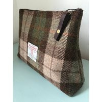 Harris Tweed Wash Bag, Leather Trim Travel Toiletry Pouch | Etsy (US)