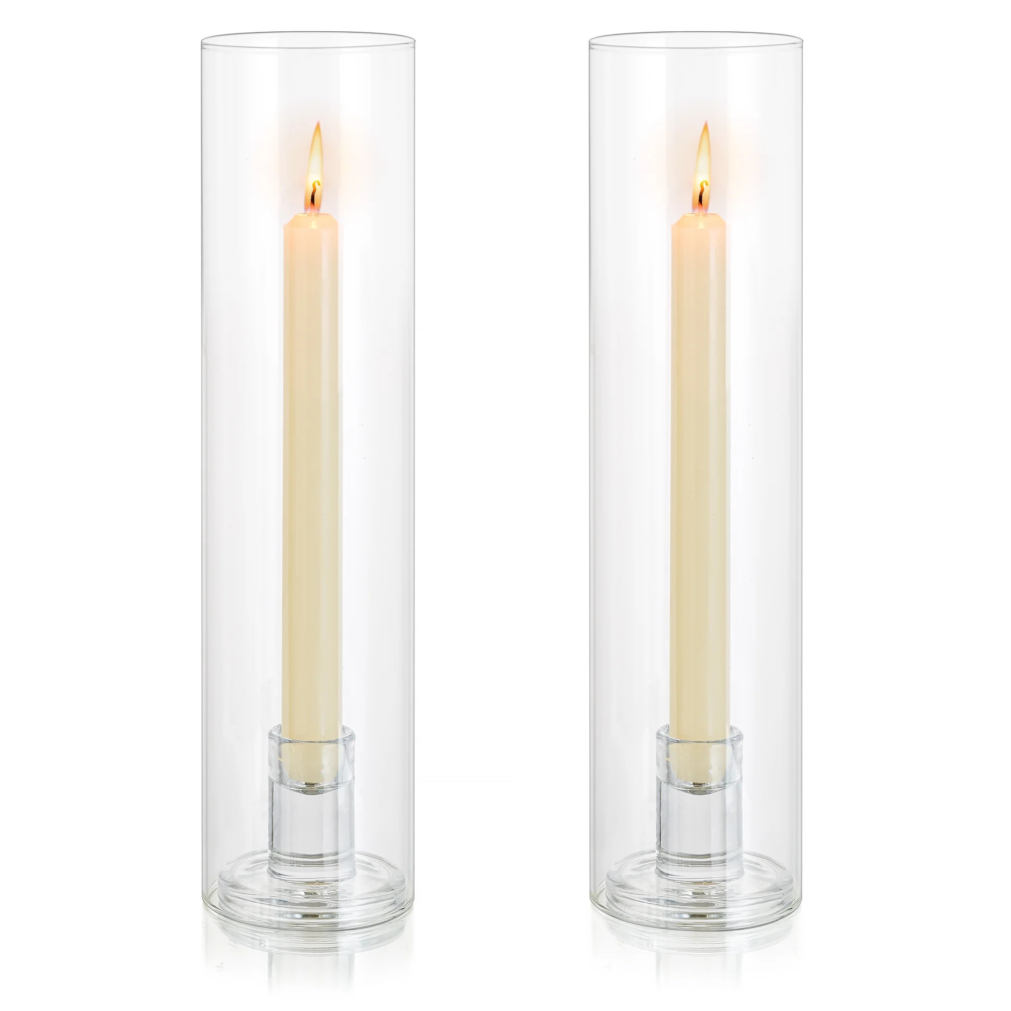 Sziqiqi Hurricane Candlestick Holders Glass: 2 Pcs Clear Taper Candle Holder Tall Glass Candle St... | Walmart (US)