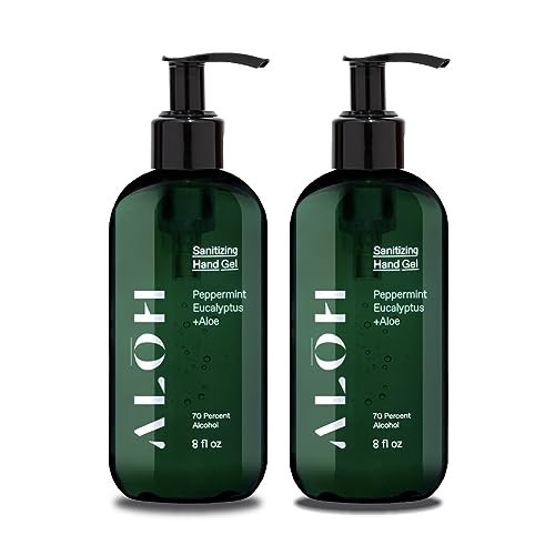 ALŌH Sanitizing Hand Gel 2-pack | Peppermint Eucalyptus + Aloe | 70% Alcohol Hydrating Hand Sanitizer Gel with Essential Oil, for Kids & Adults | 8oz Bottle (Set of 2) | Amazon (US)