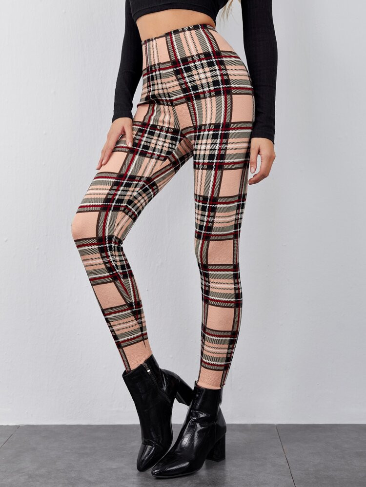 SHEIN Plaid Print Leggings | SHEIN
