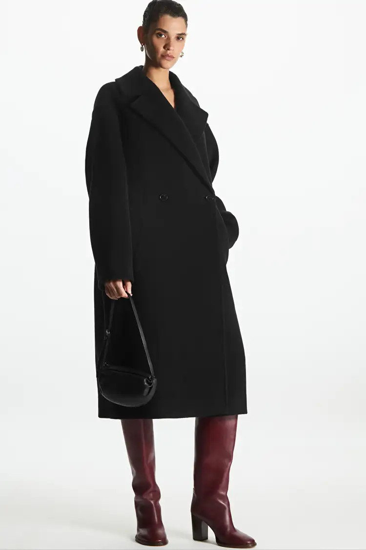 OVERSIZED DOUBLE-BREASTED WOOL COAT - BLACK - COS | COS (EU)