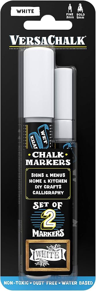 VersaChalk White Chalkboard Chalk Markers - Wet Erase Dustless Chalk Ink Paint Marker for Blackbo... | Amazon (US)