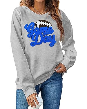 YALUCOR Women Football Sweatshirt Gameday Pullover Shirt Casual Football Mom Tops Hoodie Football... | Amazon (US)