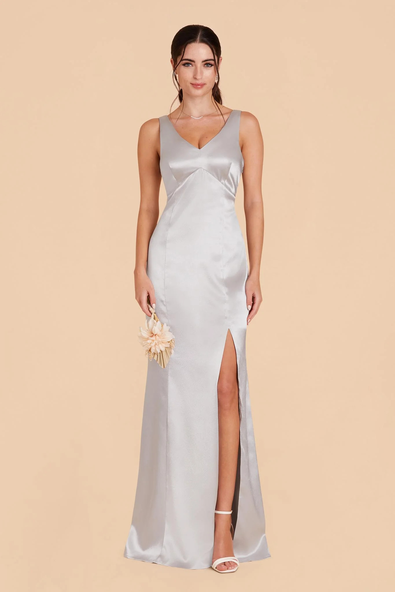 Gloria Satin Dress - Platinum | Birdy Grey