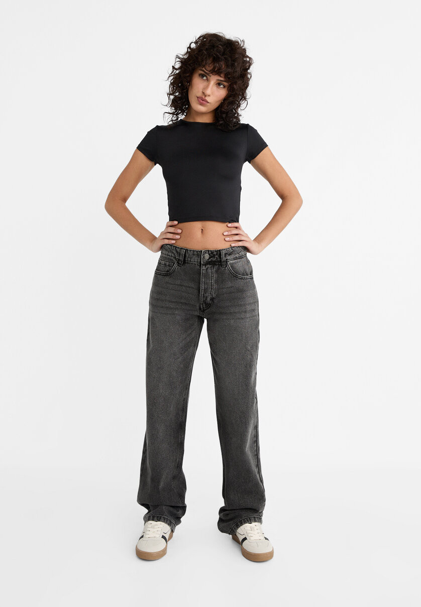 Mid-rise jeans - Women's fashion | Stradivarius United Kingdom | Stradivarius (UK)