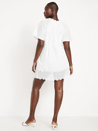 Split-Neck Mini Swing Dress | Old Navy (US)