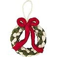 Mud Pie Wool Wreath Christmas Ornament, Green | Amazon (US)