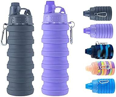 Collapsible Water Bottles 2 pack Travel Water Bottle Portable Hiking Water Bottle with Leak proof Tw | Amazon (US)