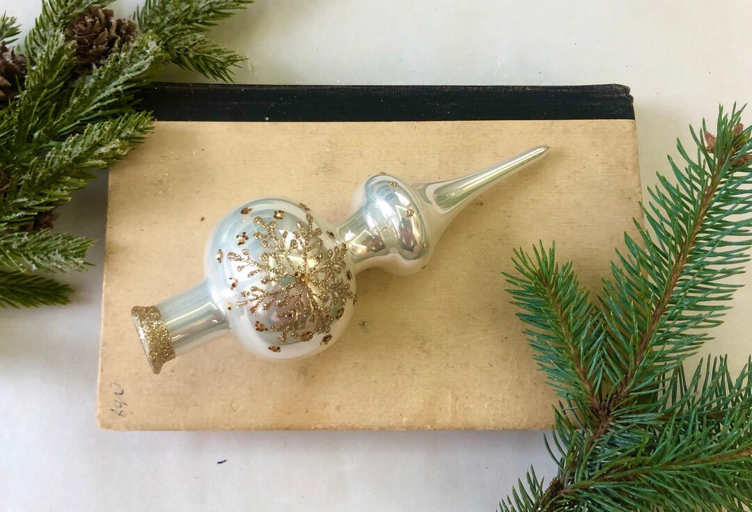 Small White Christmas Glass Tree Topper,christmas Glass Ornament,vintage Tree Topper Christmas Tr... | Etsy (US)