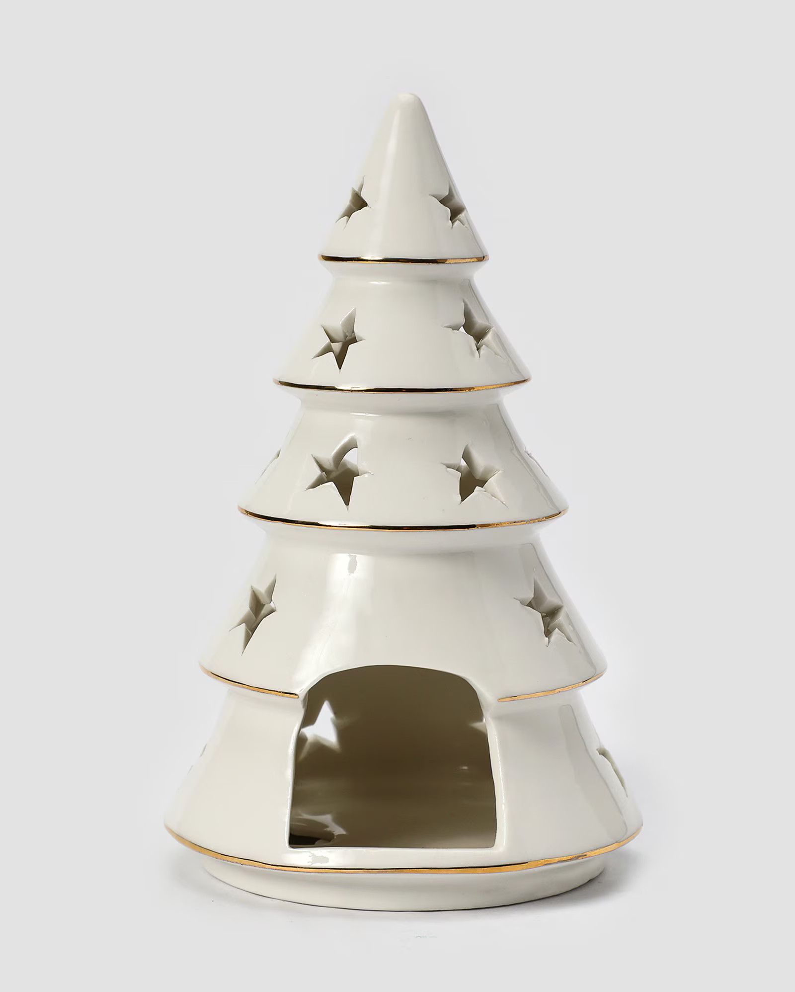 Porta-vela cerâmica árvore Natal estrelas branca | Casa Riachuelo | Riachuelo (BR)