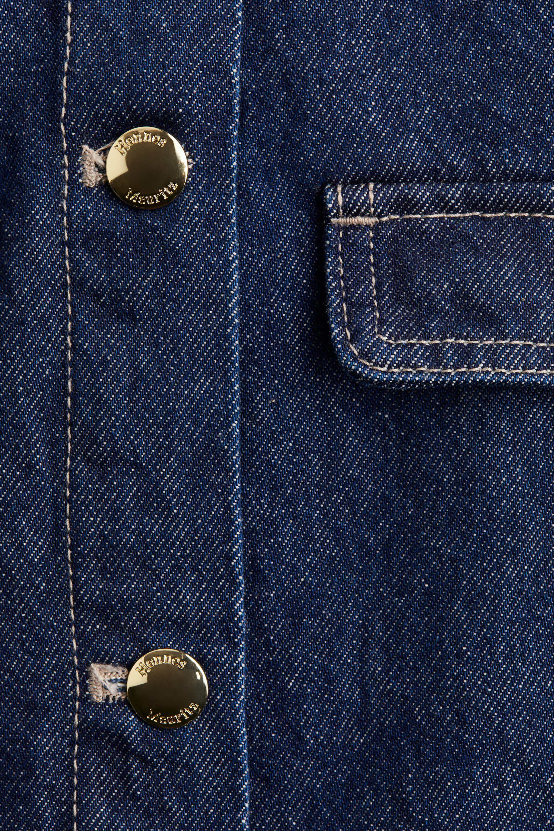 Collarless denim jacket | H&M (UK, MY, IN, SG, PH, TW, HK)