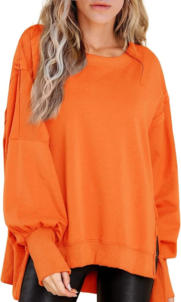 BWQ Women's Oversized Sweatshirt Crew Neck Long Sleeve Shirts Pullover Long Sleeve Tops | Amazon (US)