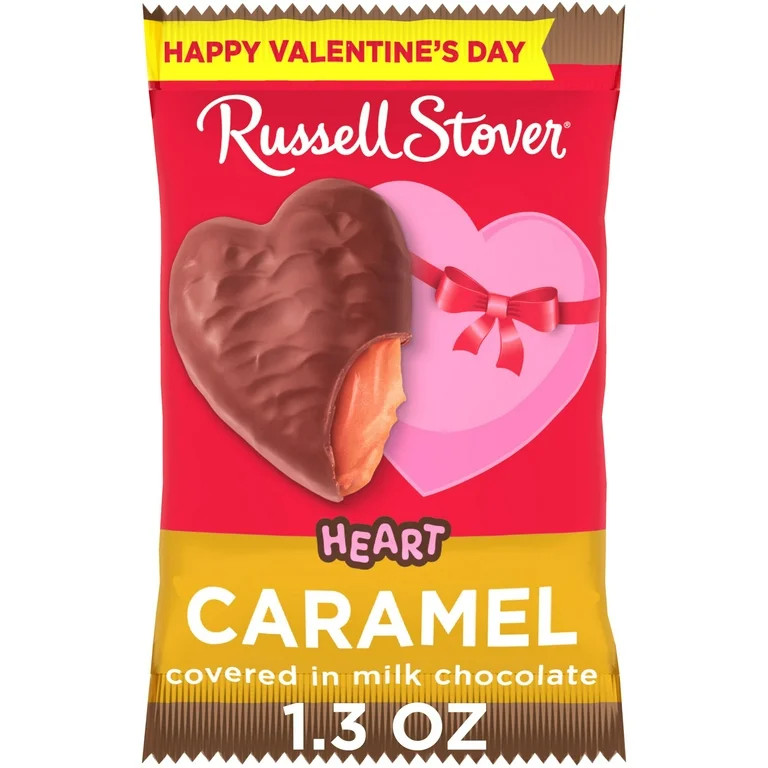 Russell Stover Valentine's Day Milk Chocolate Caramel Heart Candy Bar, 1.3 oz. | Walmart (US)