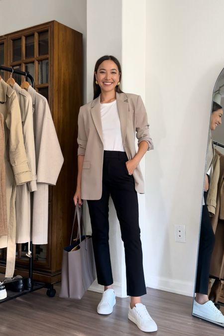 Fall workwear with oversized blazer and white sneakers 

Linked other sneaker recommendations!  

#LTKworkwear #LTKstyletip #LTKSeasonal