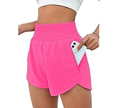 BMJL Women's Athletic Shorts High Waisted Running Shorts Pocket Sporty Shorts Gym Elastic Workout... | Amazon (US)
