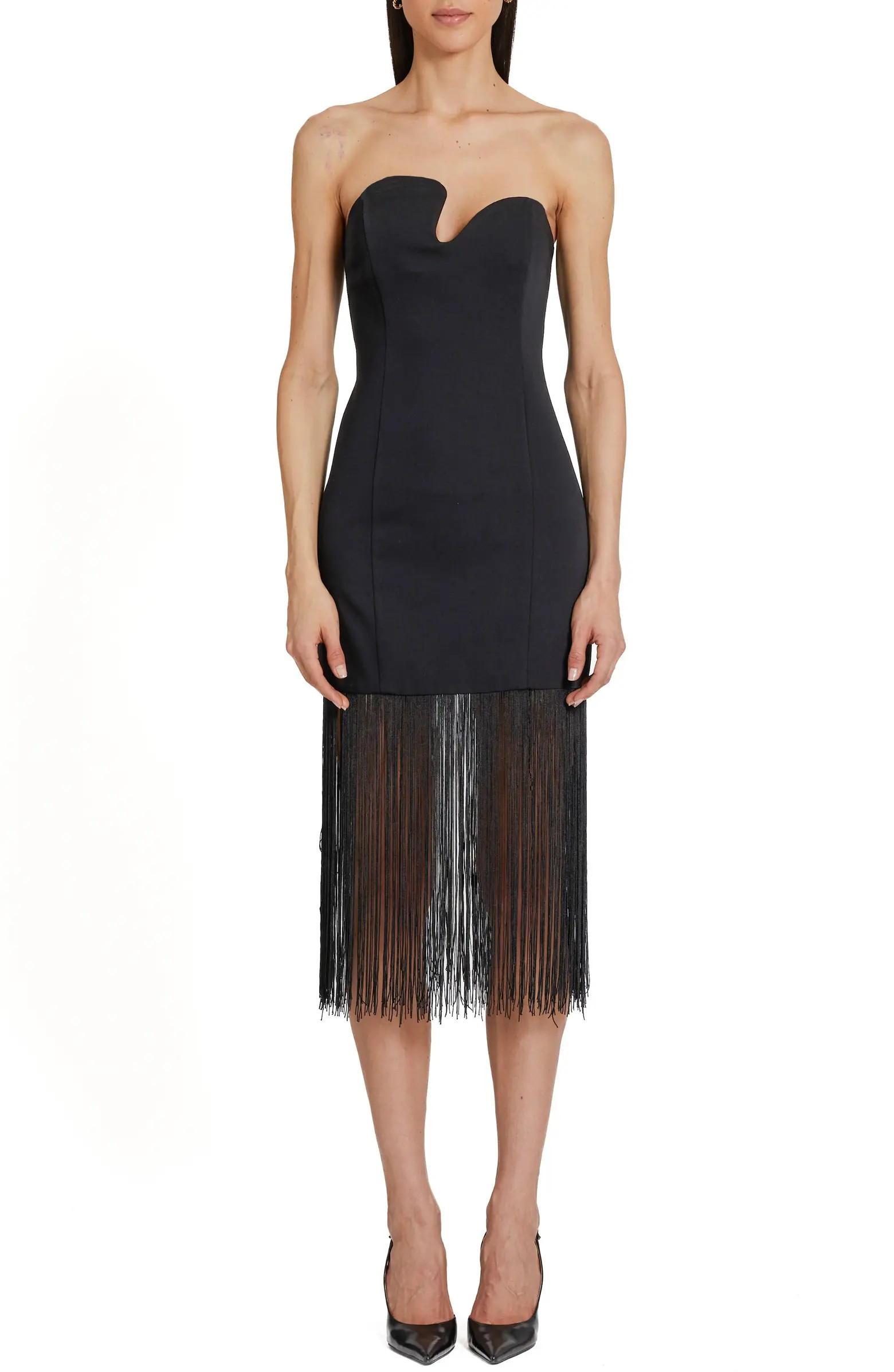 Puzzle Strapless Fringe Trim Cocktail Dress | Nordstrom