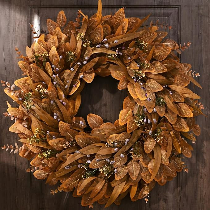 26" Fall Wreath, Artificial Eucalyptus Wreath for Front Door | Fall Autumn Door Wreath for Porch ... | Amazon (US)