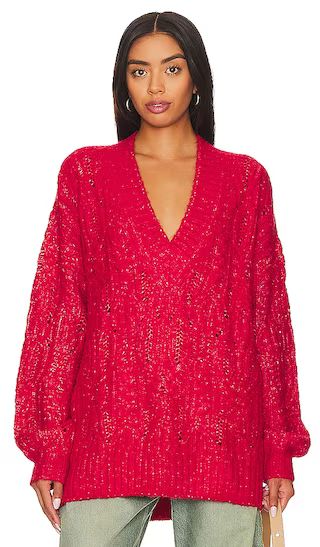 Friso Oversized Cable V Neck in Red | Revolve Clothing (Global)