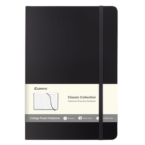 Comix Lined Journal Notebook for Women Men, Journaling Notebooks for Office School Home, 240 Pages, 5.5" x 8.3", College Ruled, A5, Hardcover, Black | Amazon (US)