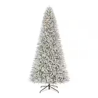 12 ft. Pre-Lit LED Kenwood Fraser Flocked Artificial Christmas Tree | The Home Depot