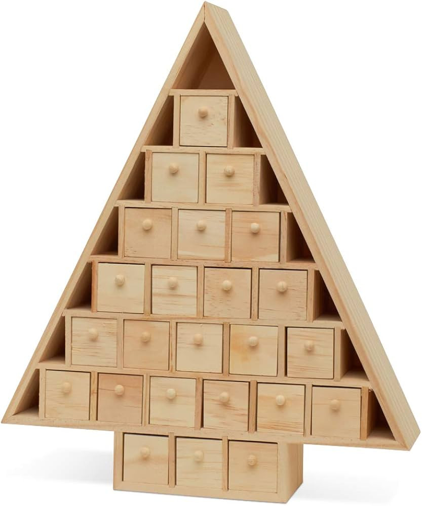 Christmas Tree Wooden Advent Calendar 15 x 13 Inch, Pack of 1 Christmas Advent Calendar With 24 E... | Amazon (US)