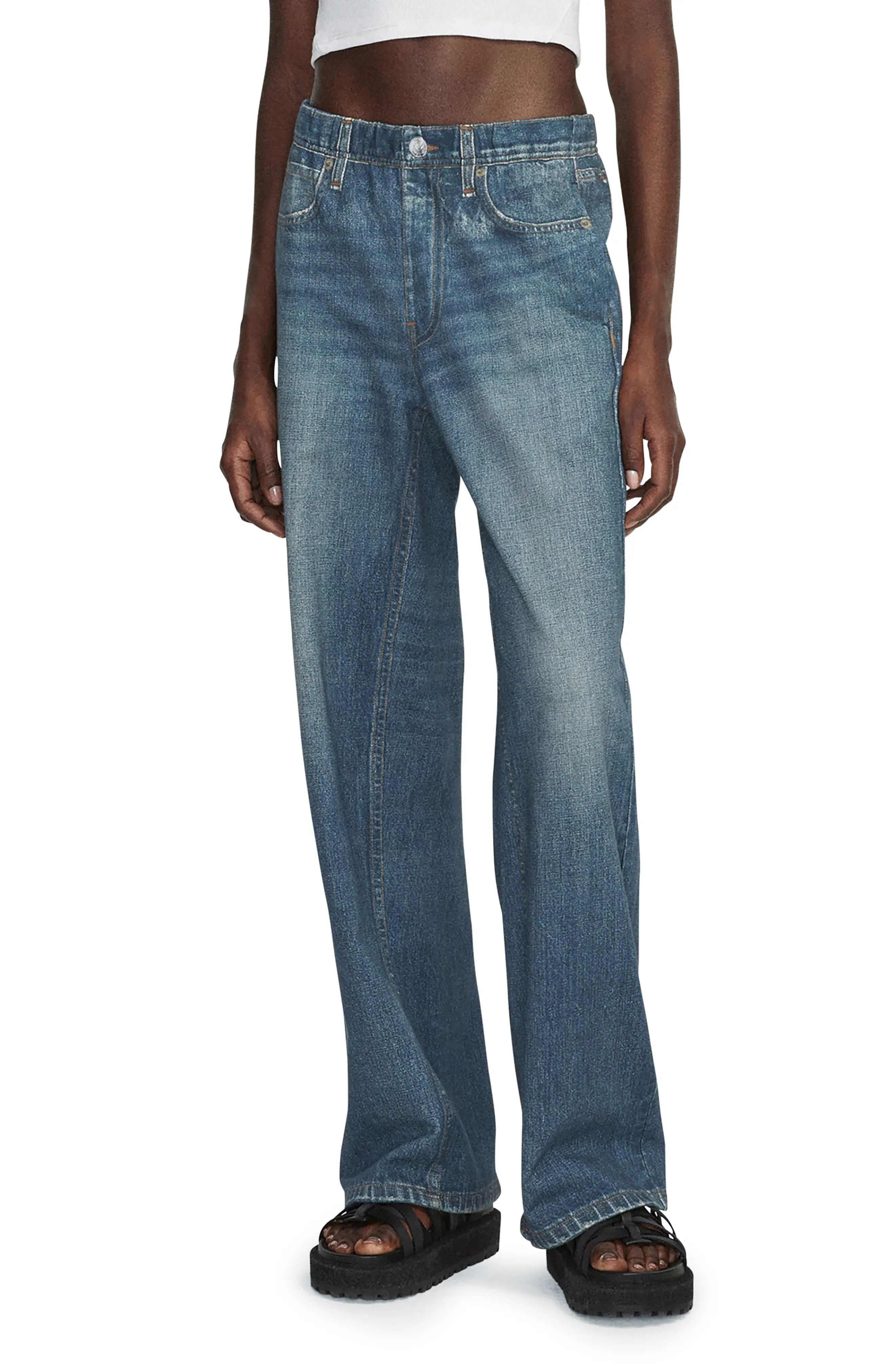 rag & bone rb Miramar Pull On Wide Leg Cotton Terry Sweatpant Jeans (Women) | Nordstrom | Nordstrom