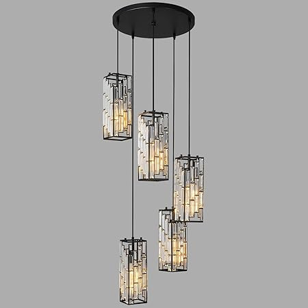 LMQNINE Pendant Light, Black Modern Pendant Light Fixtures, Mini Crystal Chandeliers, Adjustable ... | Amazon (US)
