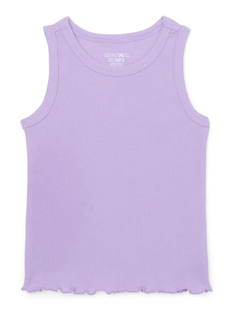 Garanimals Toddler Girl Solid Rib Tank with Lettuce Hem, Sizes 18M-5T | Walmart (US)