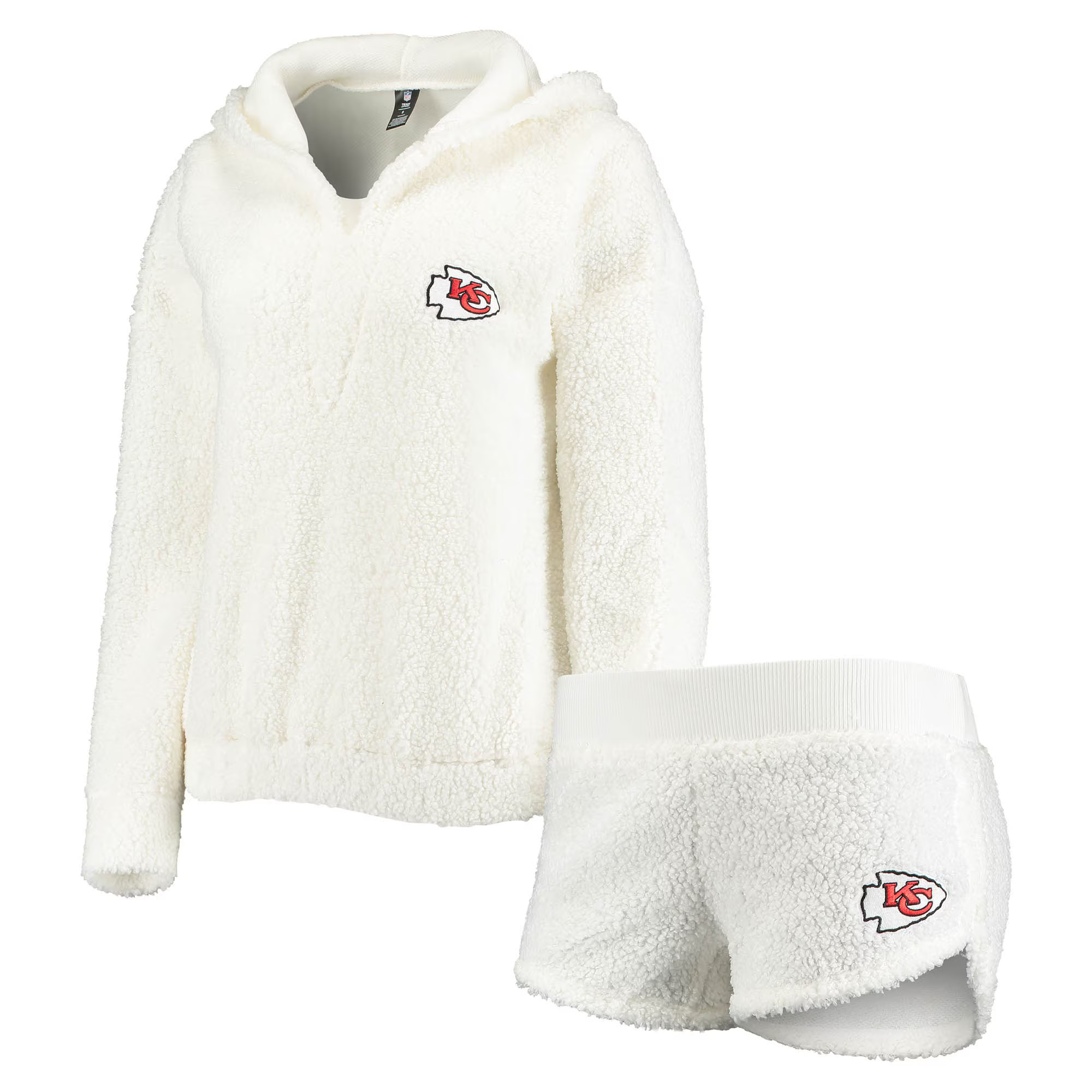 Women's Kansas City Chiefs Concepts Sport Cream Fluffy Hoodie Top & Shorts Set | NFL Shop