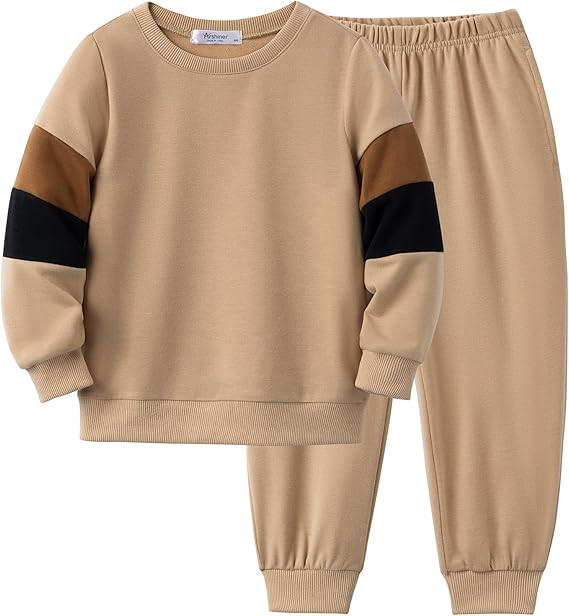 Arshiner Boy Clothes 2 Piece Color Block Sweatshirt and Pants Set Fall Winter Outfit for Toddler ... | Amazon (US)