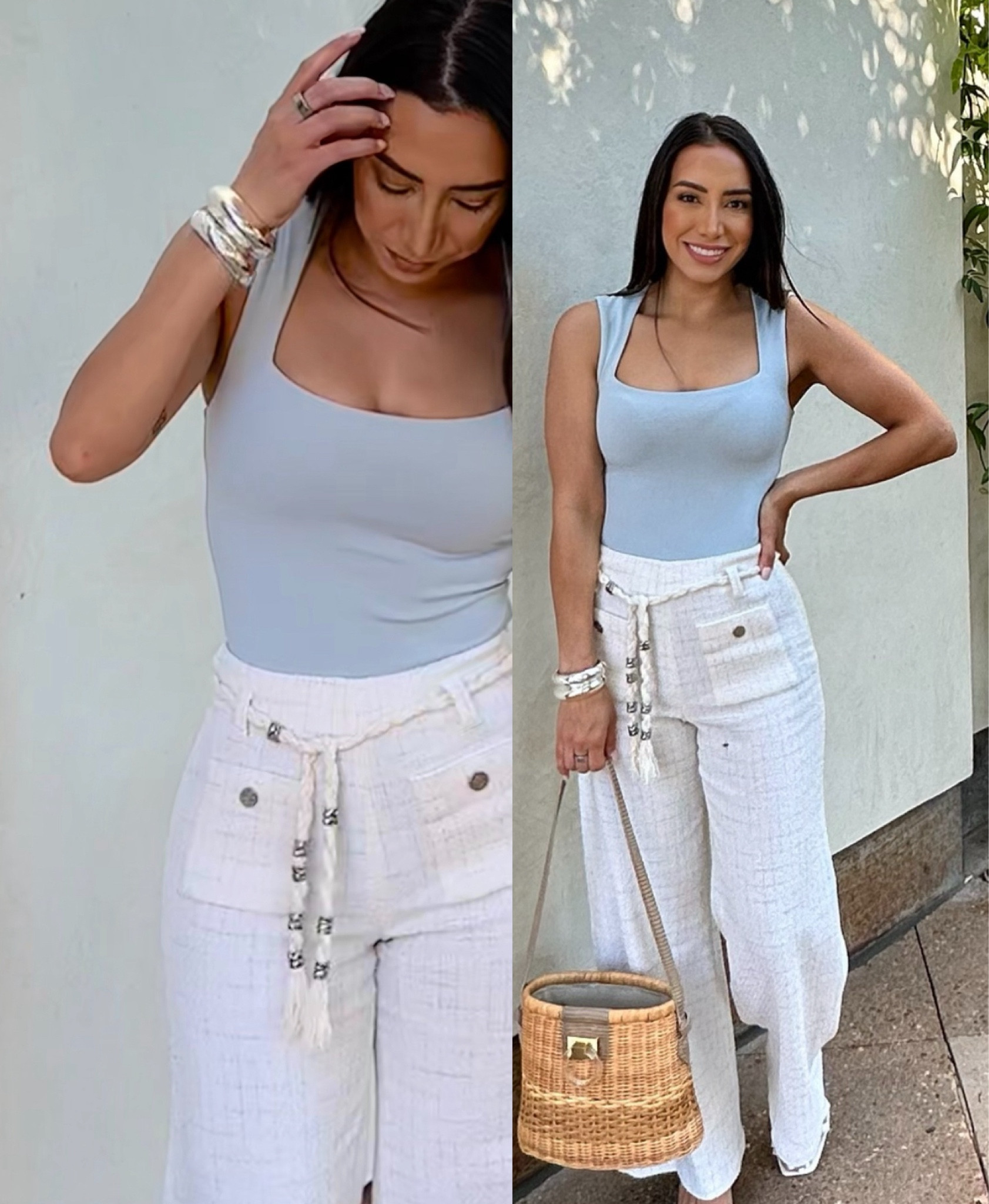 Summer Outfit | Birthday outfit | the pants and accessories are on sale! 
I bought the 38 in the pants (normally a 4/ 27 jeans) and they fit perfectly. 
The bodysuits are so versatile. I also wear them under blazers / sweaters/ cardigans for work  

#LTKWorkwear #LTKSaleAlert #LTKStyleTip