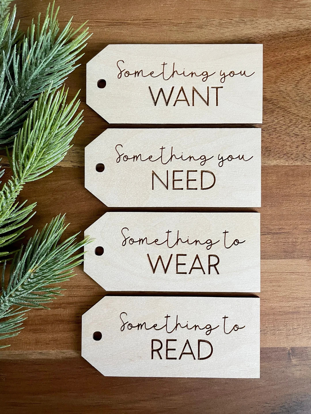 Want Need Wear Read Gift Tags, Engraved Gift Tags, Wooden Gift Tags, Something You Want Tag, Chri... | Etsy (US)