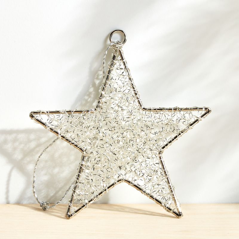 Silver Tinsel Star Christmas Tree Ornament + Reviews | Crate and Barrel | Crate & Barrel