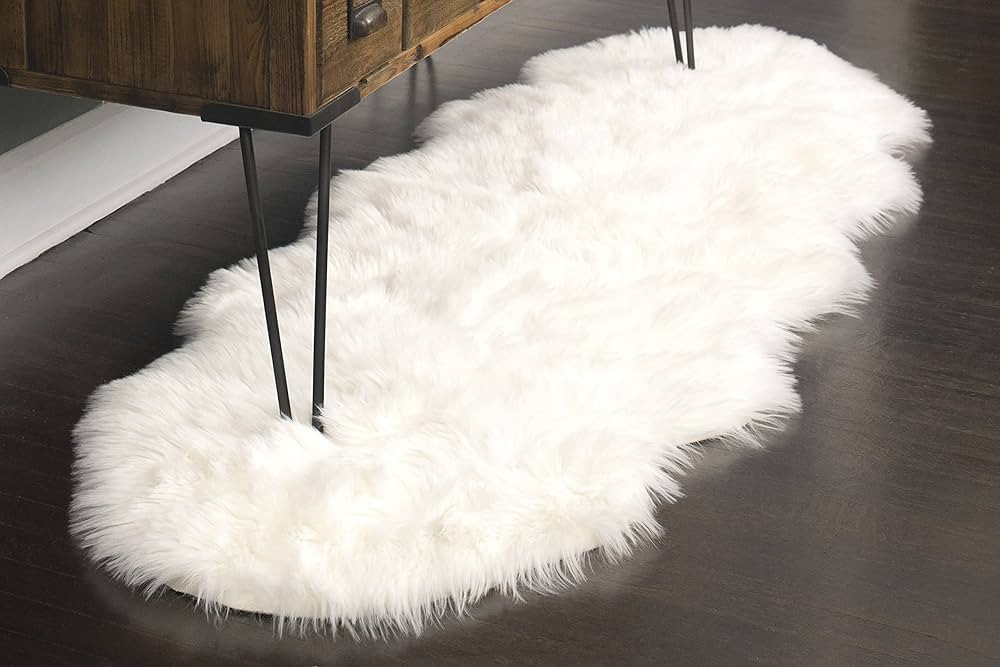 Silky Soft Faux Fur Rug, 2 ft. x 6 ft. White Fluffy Rug, Sheepskin Area Rug, Shaggy Rug for Livin... | Amazon (US)