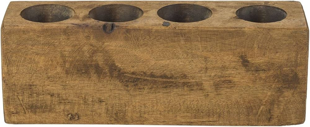 Luxury Living Furniture 4 Hole Solid Wood Sugar Mold Candle Holder, Pecan Votive Candle Holder fo... | Amazon (US)