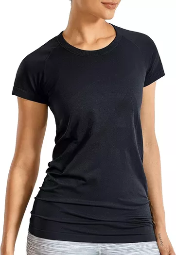CRZ YOGA Women's Sports T Shirts Seamless Active Short Sleeve Top