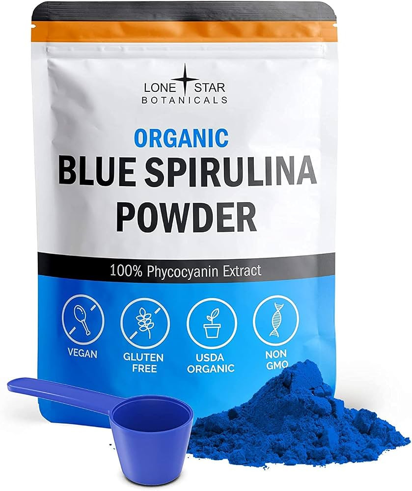 Lone Star Botanicals Organic Blue Spirulina Powder - 100% Pure Blue-Green Algae, No Fishy Smell, ... | Amazon (US)
